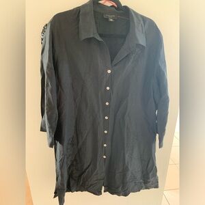 SilkLand Black Casual Button Down Shirt